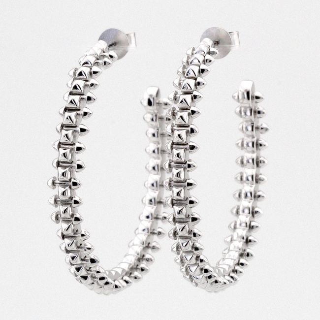 Серебряные серьги-кольца (пусет) "Шипы" (D 5см) C121054