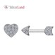 Срібні сережки-гвоздики (пусети) "Стріла і Серце" з фіанітамі Арт. 923493, Білий