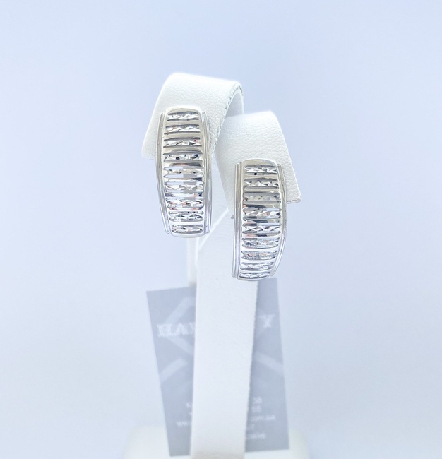 Срібні сережки Пластини різьблені без вставок 920590-Н