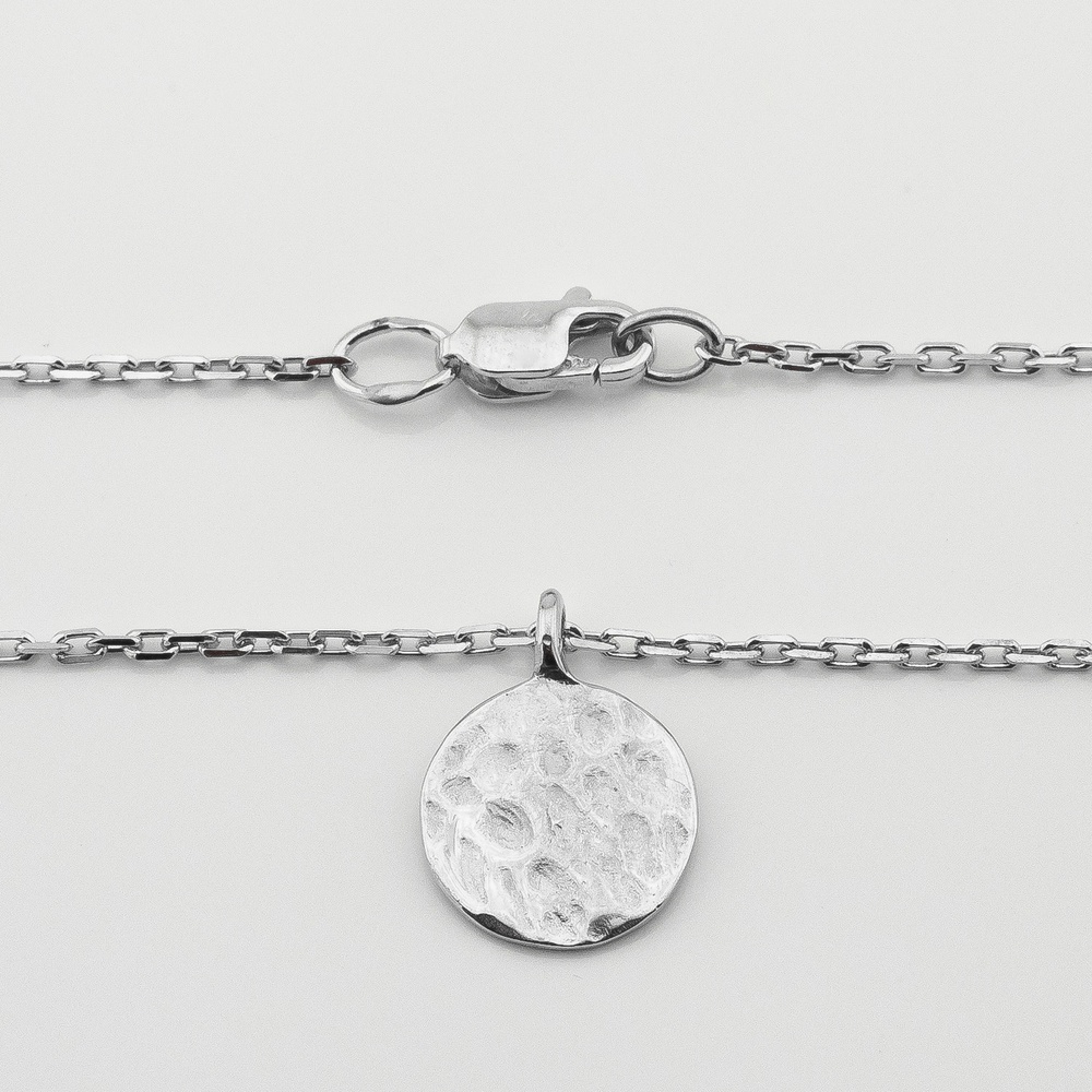Срібне кольє Монетка (фактурна) 14067-4 Діамант, 40 розмір