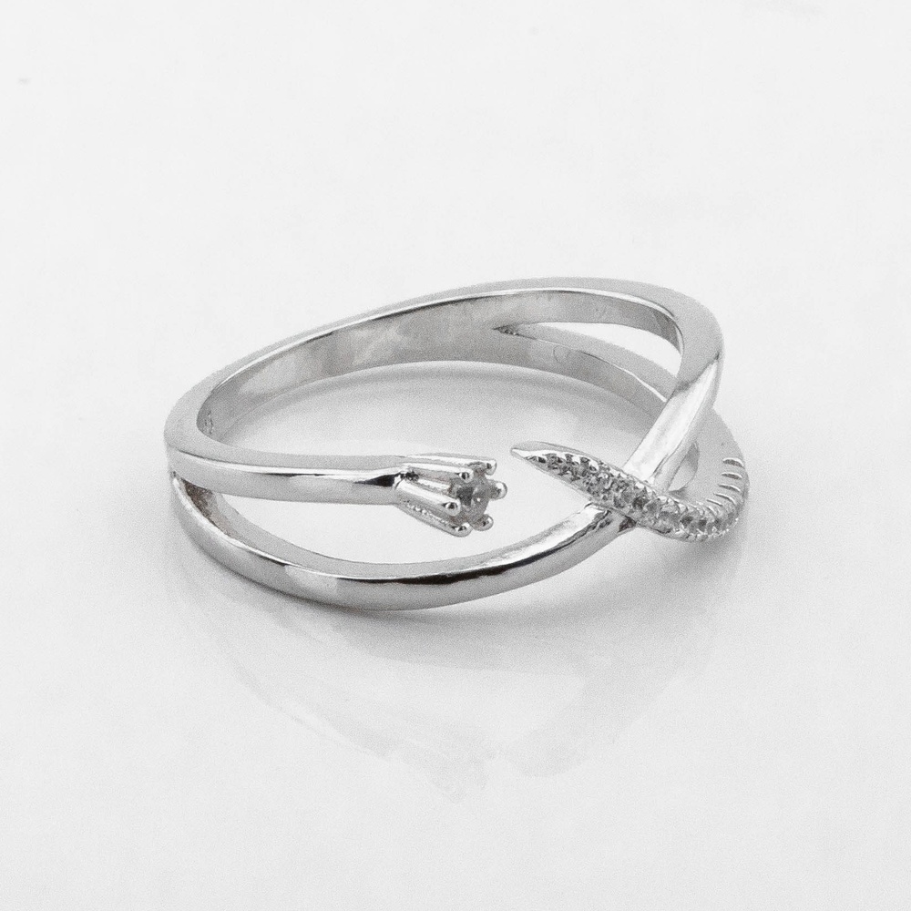 Срібний перстень подвійний Переплетення з фіанітами K111697, 16,5 розмір