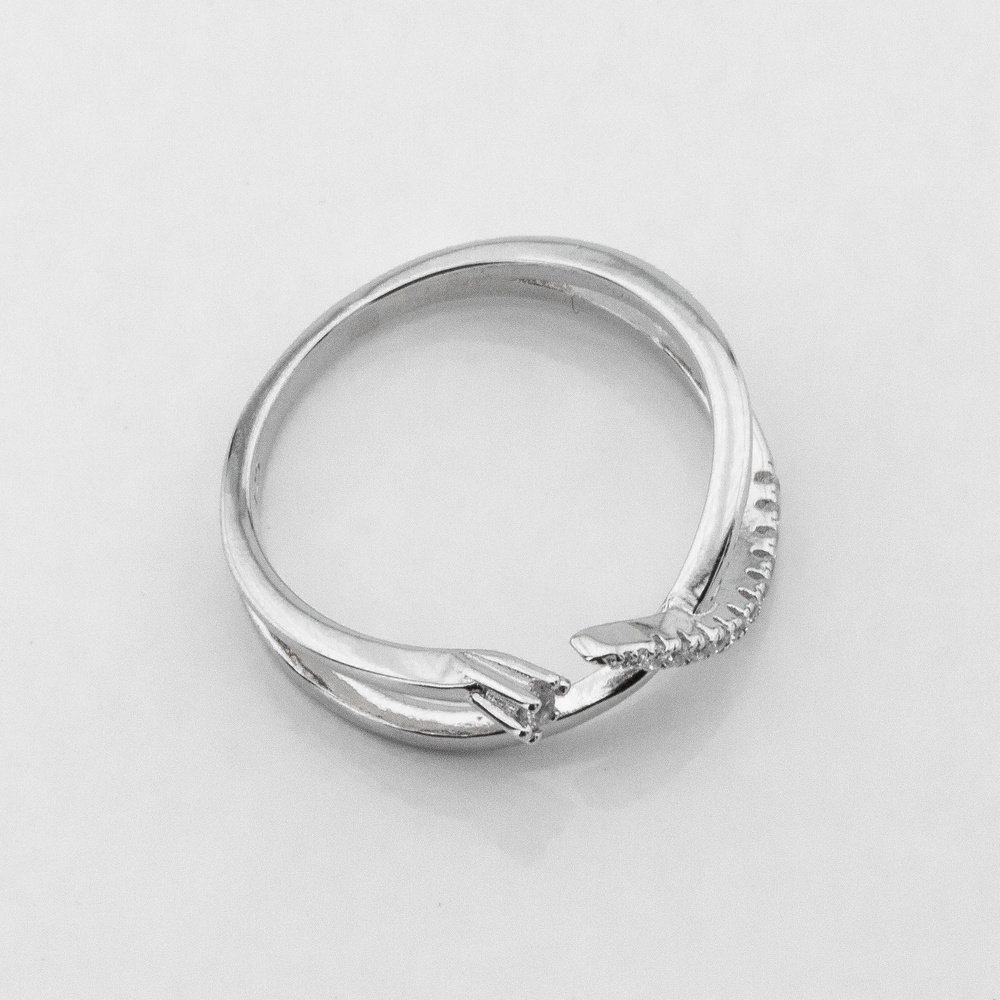 Серебряное кольцо двойное Переплетение с фианитами K111697, 16,5 размер