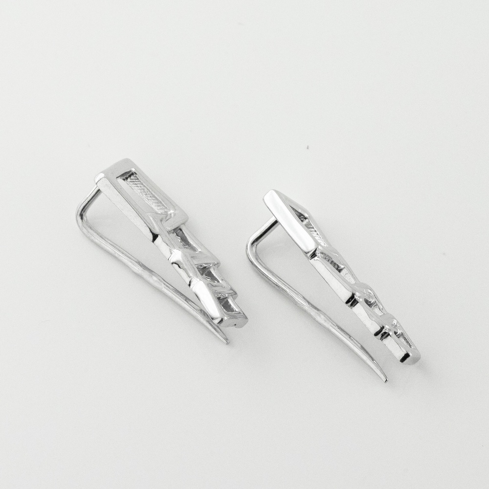 Срібні сережки-клаймберы Квадратики 3202058-4