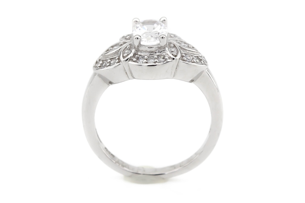 Срібний перстень класичне з білими фіанітами СК11107, 17 розмір, 17, Білий