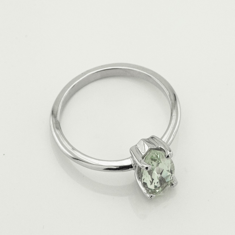 Серебряное кольцо Маркиз с зеленым кварцем 3101991-4gq, 17,5 размер