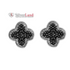 Серебряные серьги-гвоздики (пусеты) в форме цветка с черными фианитами Арт. 923494/ch, Черный