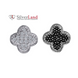 Серебряные серьги-пусеты (гвоздики) в форме цветка с черно-белые с фианитами Арт. 923494/chb, Черный