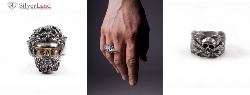 фото мужские серебряные кольца и перстни в каталоге