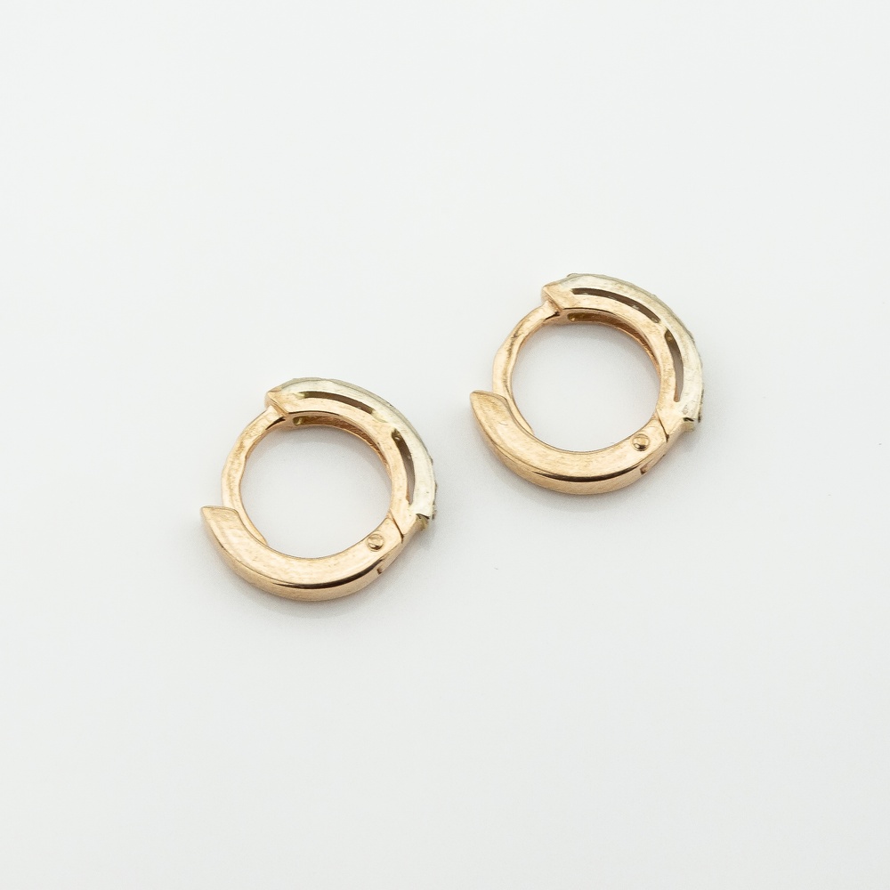 Золотые серьги-кольца маленькие с белыми фианитами 12467-1