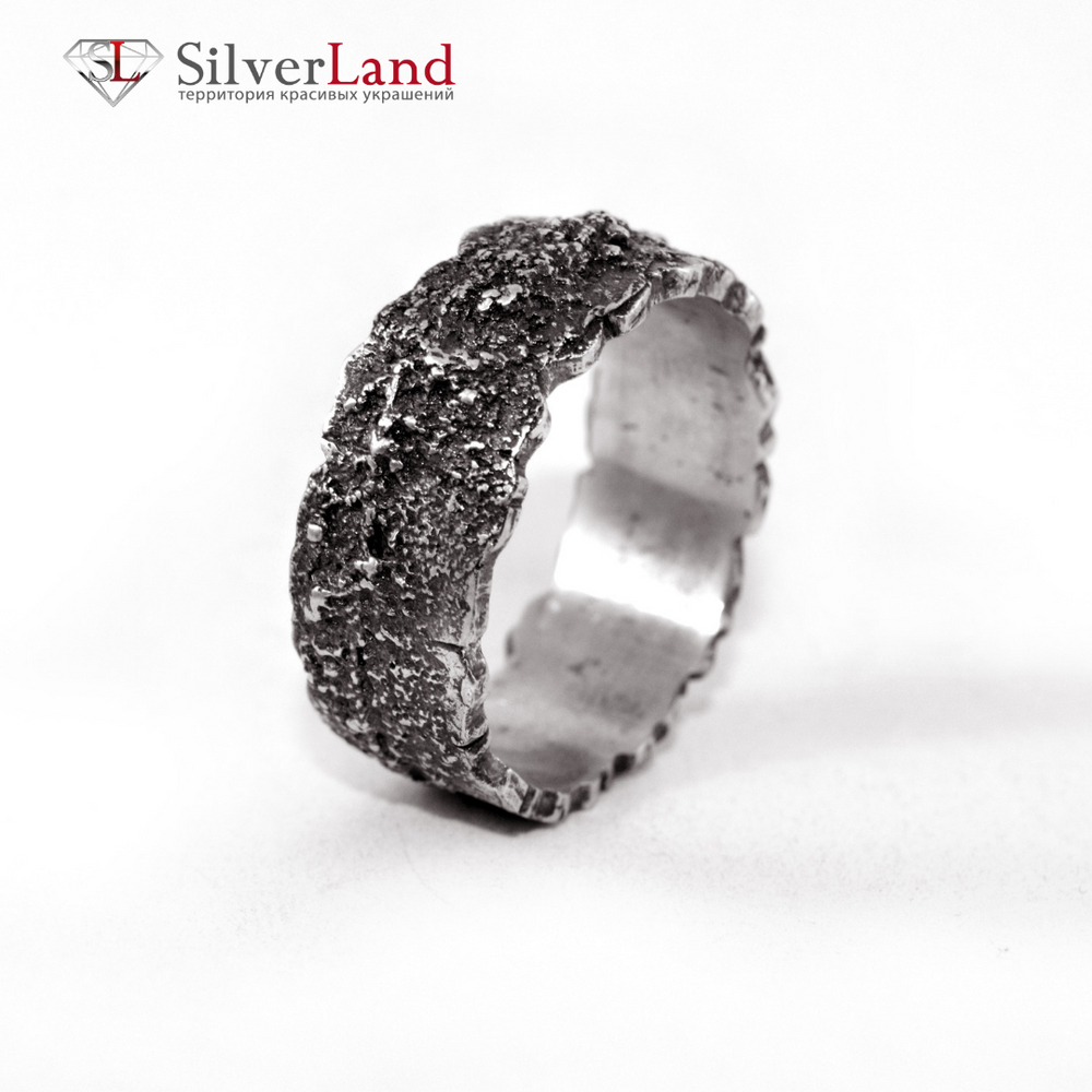 Черненое кольцо из серебра "EJ Ashes" структурное Арт. 1088EJ