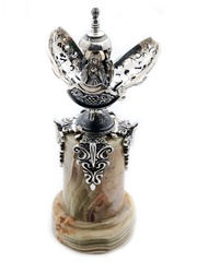 Серебряное Пасхальное яйцо Вера на подставке из мраморного оникса 4012-IDE