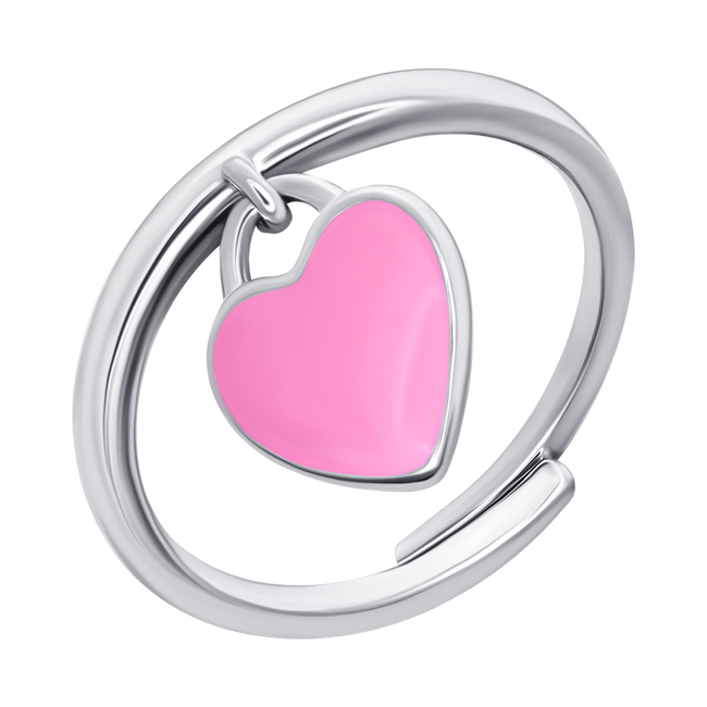 Дитяча каблучка Серце з підвіскою із рожевою емаллю 1195548006111701, Рожевий, UmaUmi Symbols