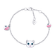Дитячий браслет на ланцюжку Котик з рибкою із білою та рожевою емаллю 4195709096241201, Білий|Рожевий, UmaUmi Zoo
