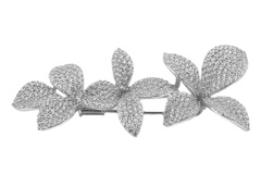Серебряная брошка Цветы с белыми фианитами СI18001, Белый