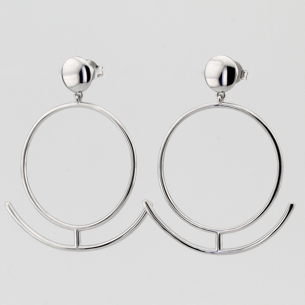Срібні сережки Орбіта з подвійним кільцем без вставок C121297