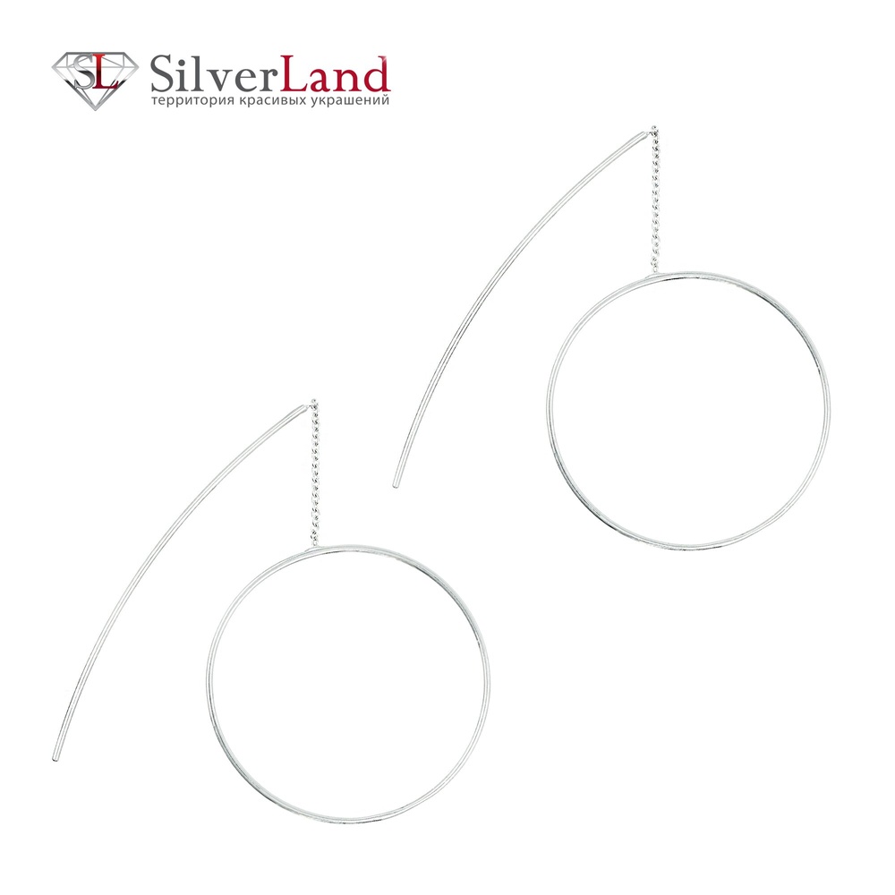 Срібні сережки-протяжки"Кільце паличка" Арт. Ms331