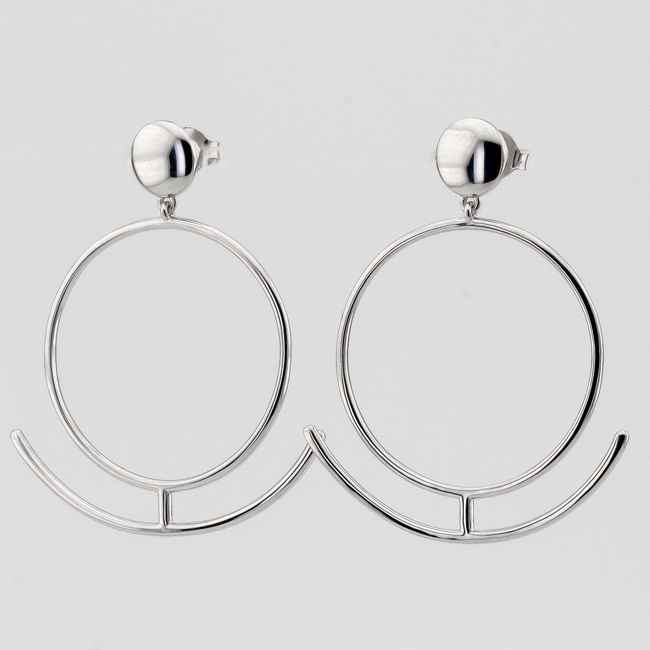 Серебряные серьги Орбита с двойным кольцом без вставок C121297