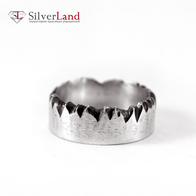 Массивное кольцо без вставок "EJ Splinter" в стиле гранж из серебра 925 с чернением Арт. 1079/EJ размер 17
