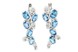 Серебряные серьги Гроздь с голубыми топазами белыми фианитами 12011, Голубой|Белый