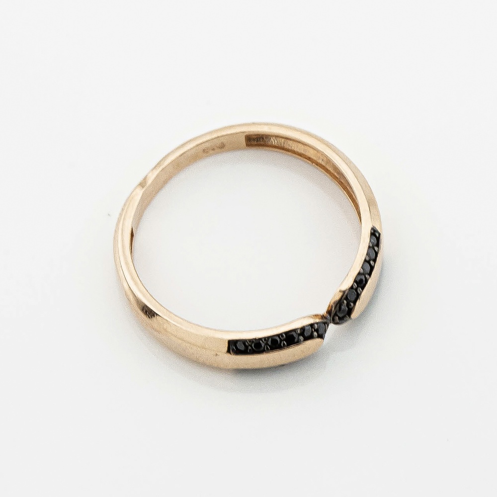 Золотое кольцо с черными фианитами k111866, 17 размер