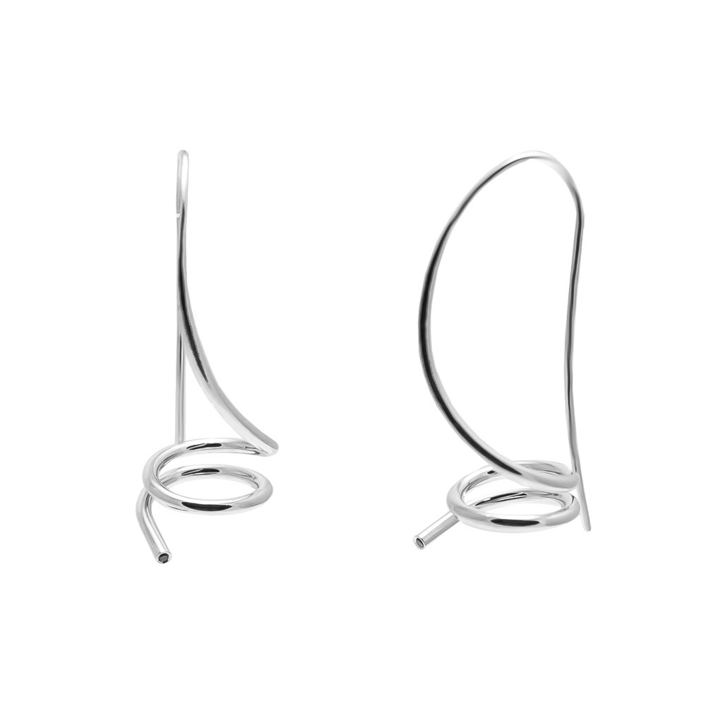 Срібні сережки-підвіски "Спіраль пружинка" без вставок, ms341