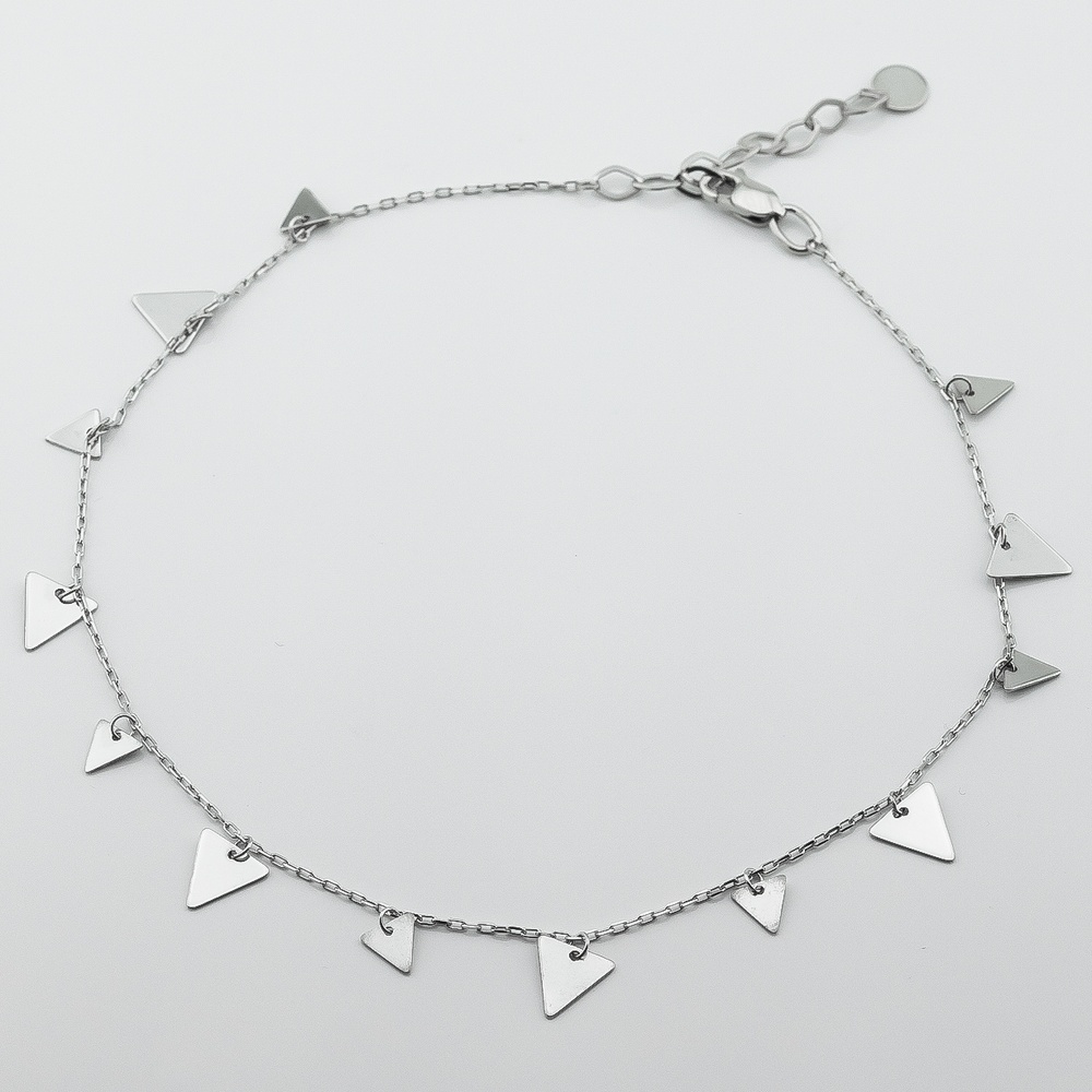 Срібний браслет Трикутники на ногу b15953, 23 розмір
