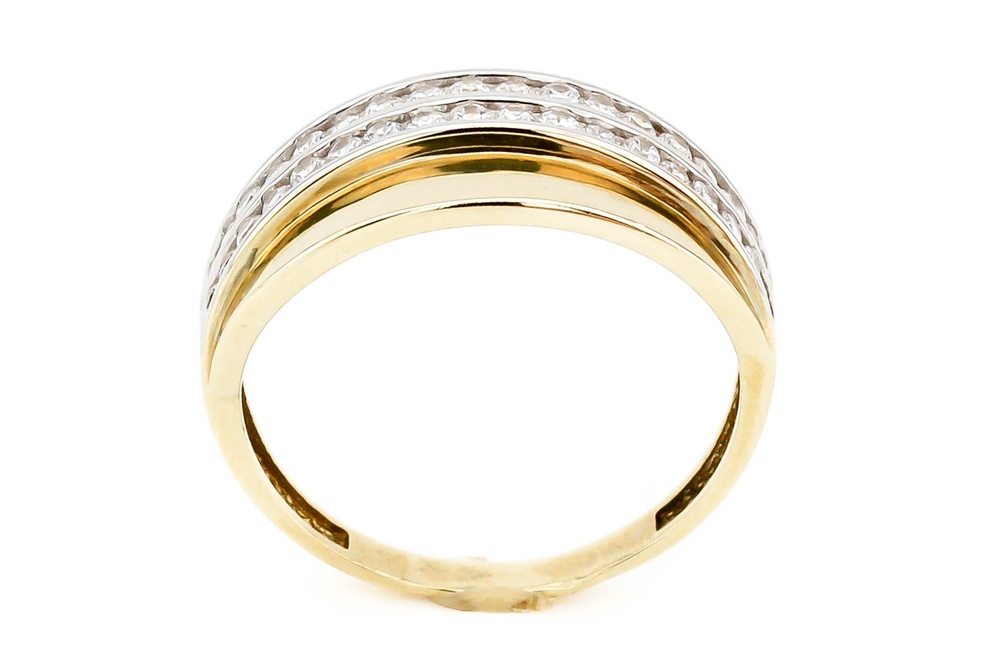Кольцо из желтого золота 585 с фианитами дорожкой КК11337, 18 размер, 18, Белый