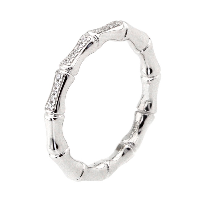 Срібний перстень "Бамбук" з білими фіанітами K11851, 17,5 розмір