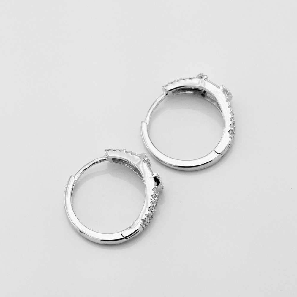 Срібні сережки-кільця з фіанітами 3202297
