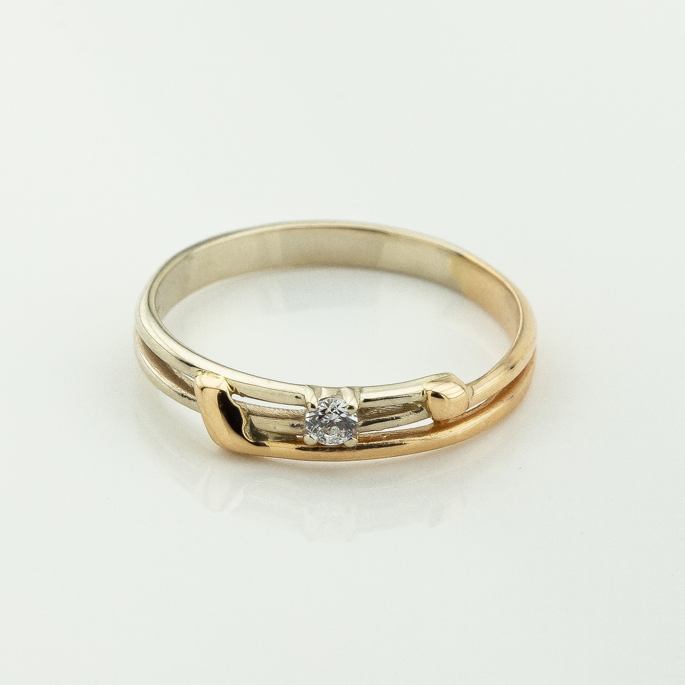 Золотое кольцо с фианитом k111845, 17,5 размер