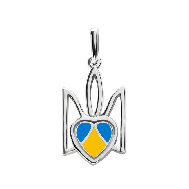 Серебряная подвеска Герб Украины (эмаль) 3301043