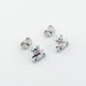 Дитячі срібні сережки-пусети Мишка кольоровою з емаллю c121638, Блакитний|Білий