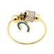 Тонкое кольцо из желтого золота с шармами и синей подковой КК11036, 15 размер, 15, Белый|Синий