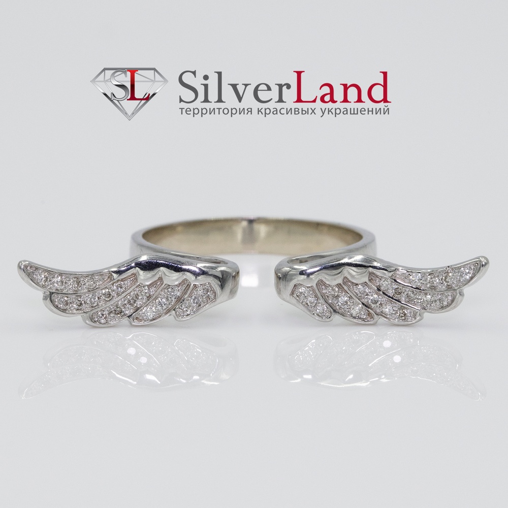 Золотое кольцо крылья с бриллиантами Арт. 710382, Белый