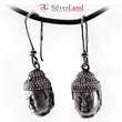 Серебряные серьги-подвески петли Будда "EJ Buddha" с чернением Арт. 2031/EJ