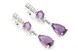 Срібні сережки-підвіски з фіолетовим аметистом крапля 12019, Фіолетовий|Білий