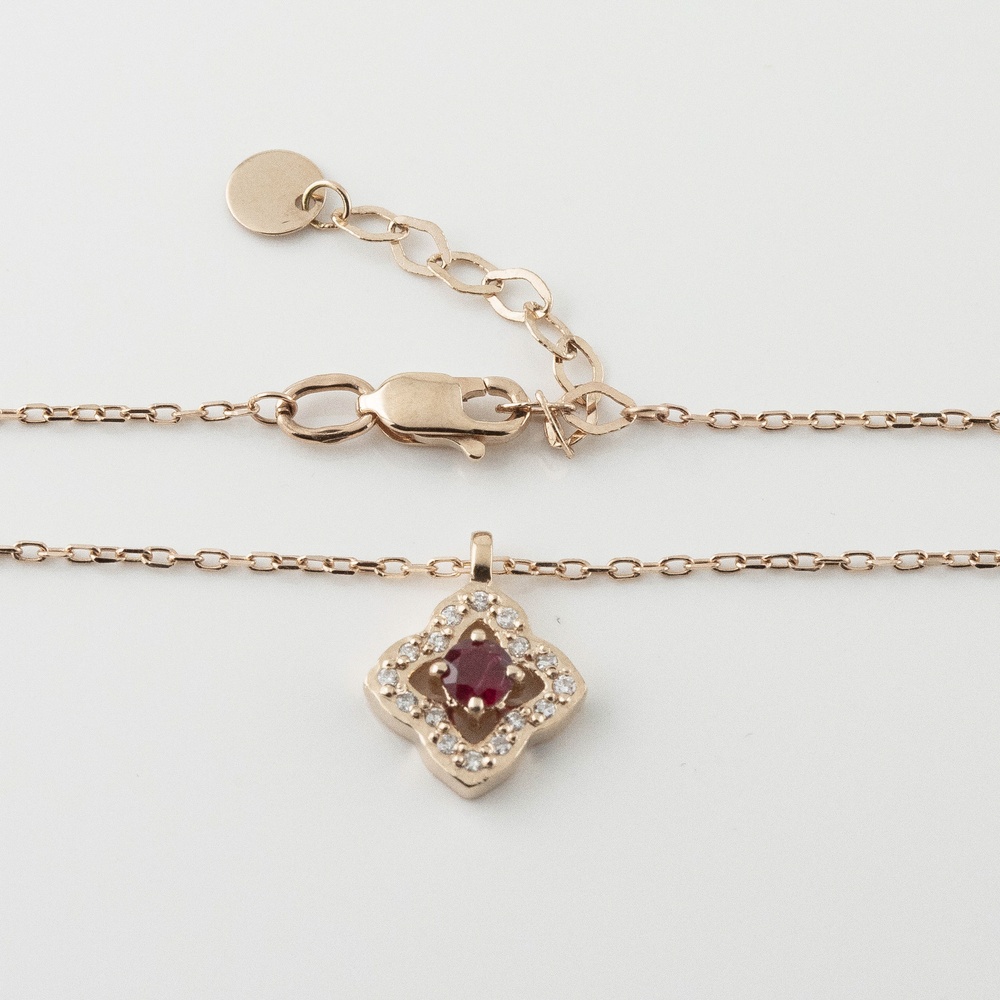 Золотое колье с рубином и бриллиантами 14084-1, 40 размер