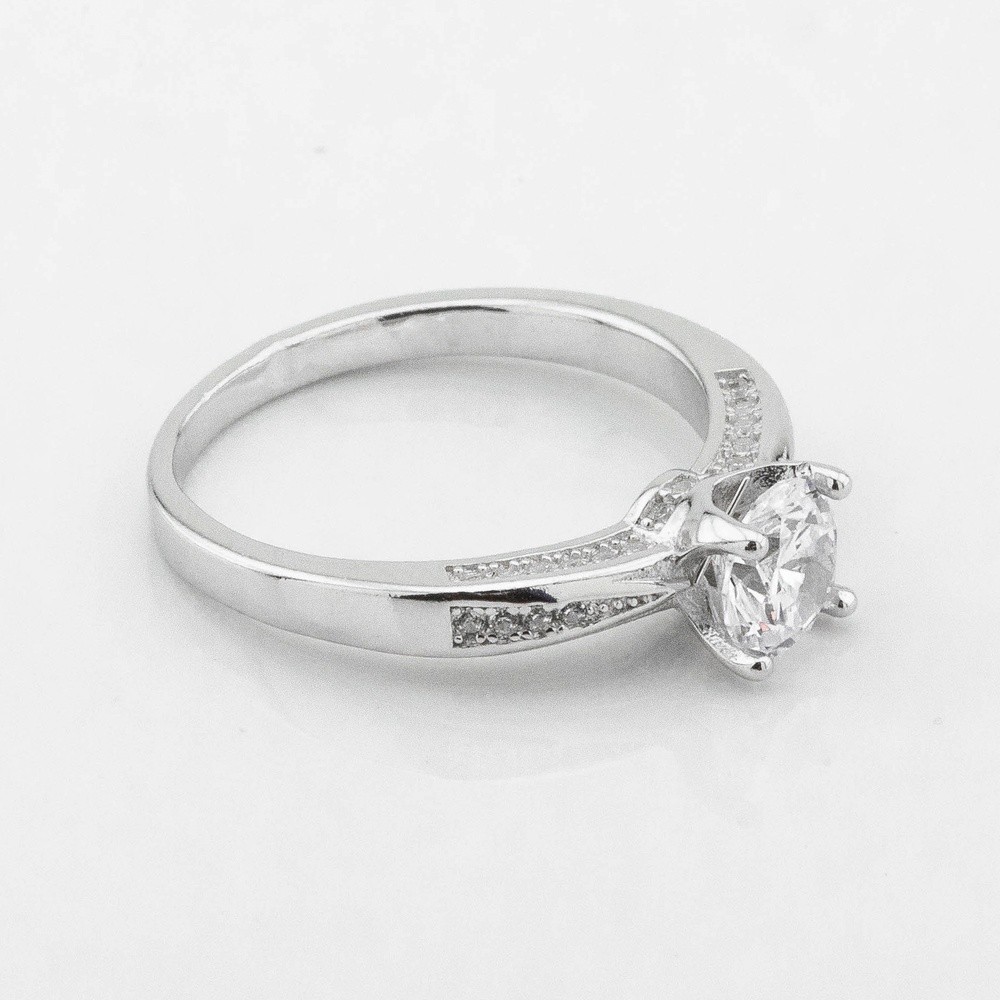 Срібний перстень виступаючим каменем білим з фіанітами K111709, 18 розмір