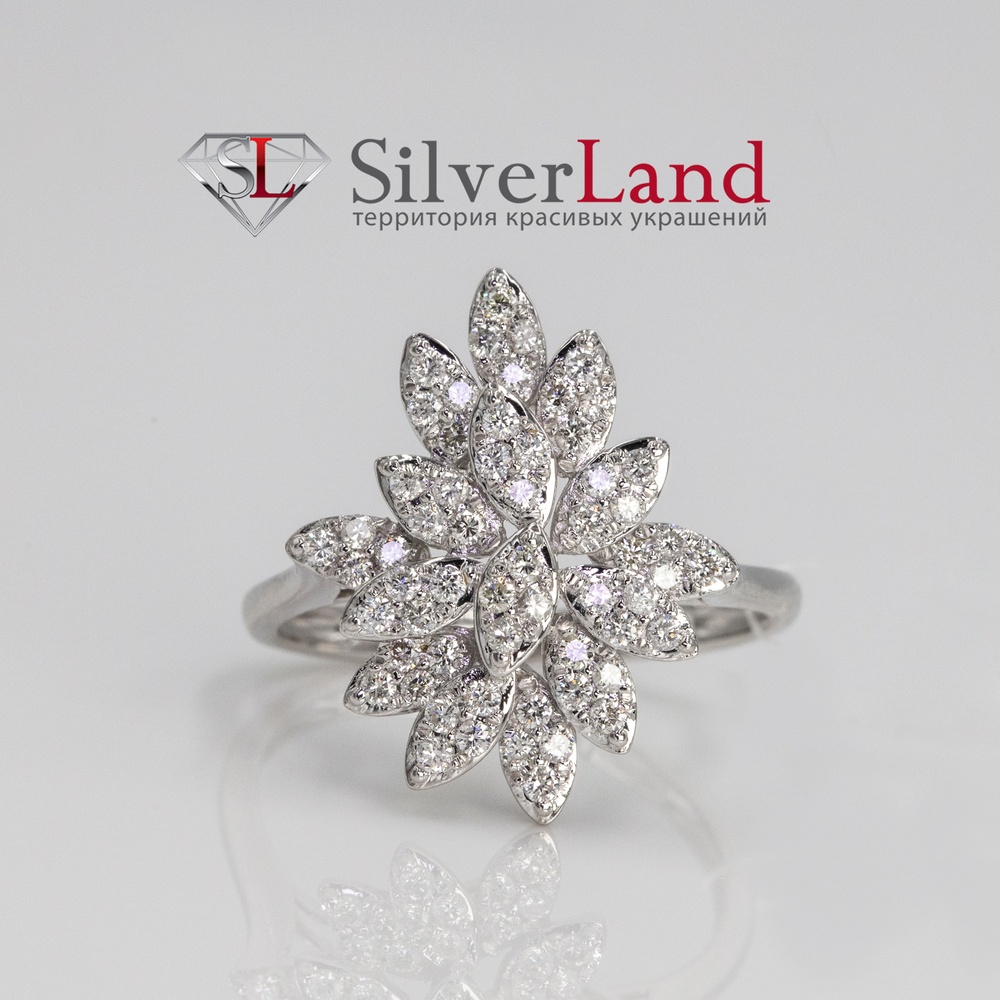 Золотое кольцо в форме цветка с бриллиантами Арт. RO5480, Белый