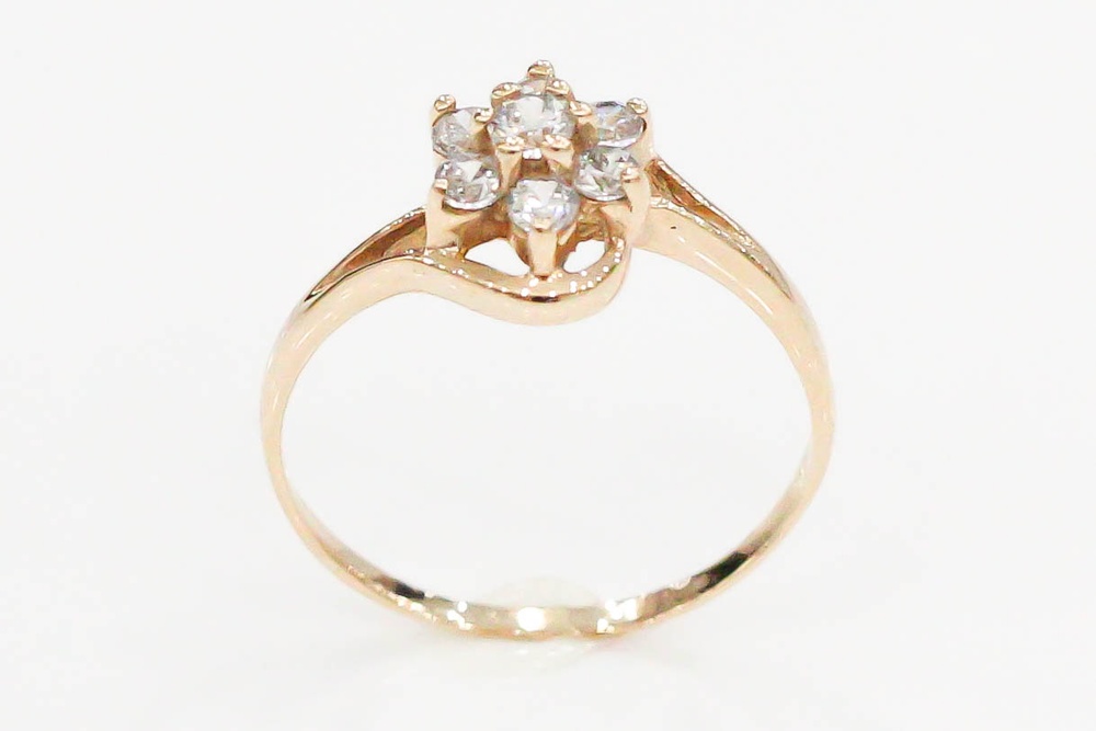 Золотое кольцо Цветочек с фианитами КК11049, 16,5 размер