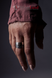 Серебряное кольцо Широкое с чернением "EJ Detection" асимметрической формы Арт. 1008/EJ