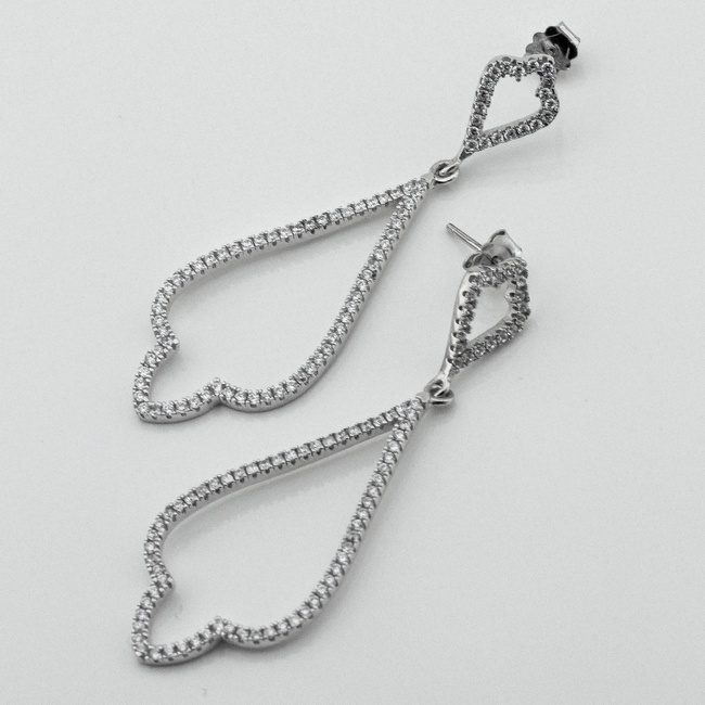 Срібні сережки-висюльки з фіанітами c121532