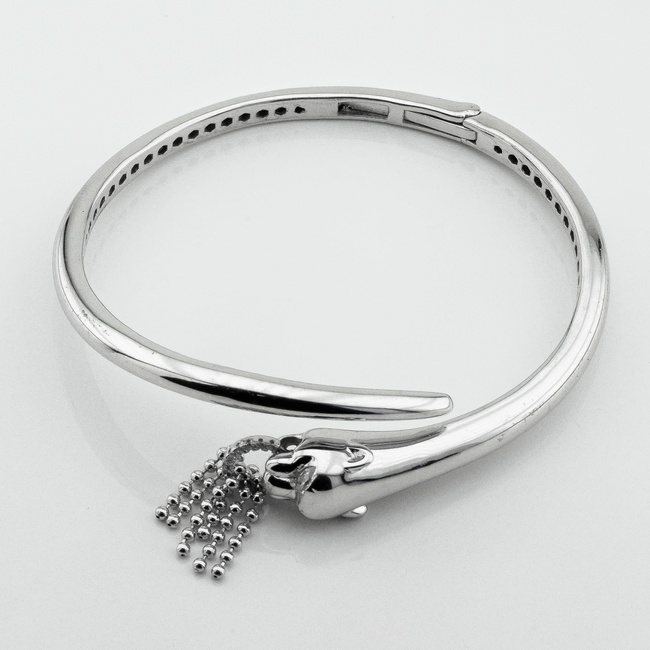 Жорсткий срібний браслет Пантера 3501037