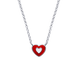 Детское колье Сердечко в сердечке красно-белое с эмалью из серебра (40 см) Арт. 5600uuk
