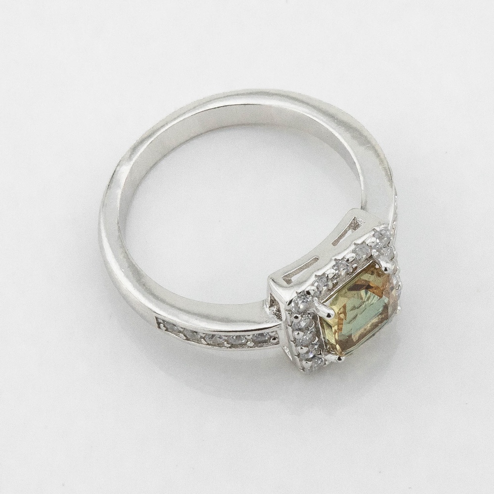 Срібний перстень Квадрат з султанітом та фіанітами K111689, 15,5 розмір