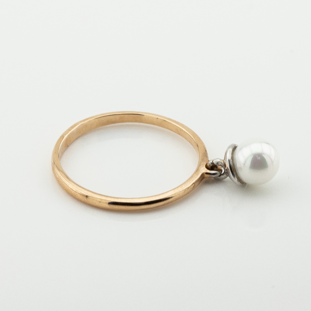 Золотое кольцо с жемчужиной 11419-1, 17,5 размер