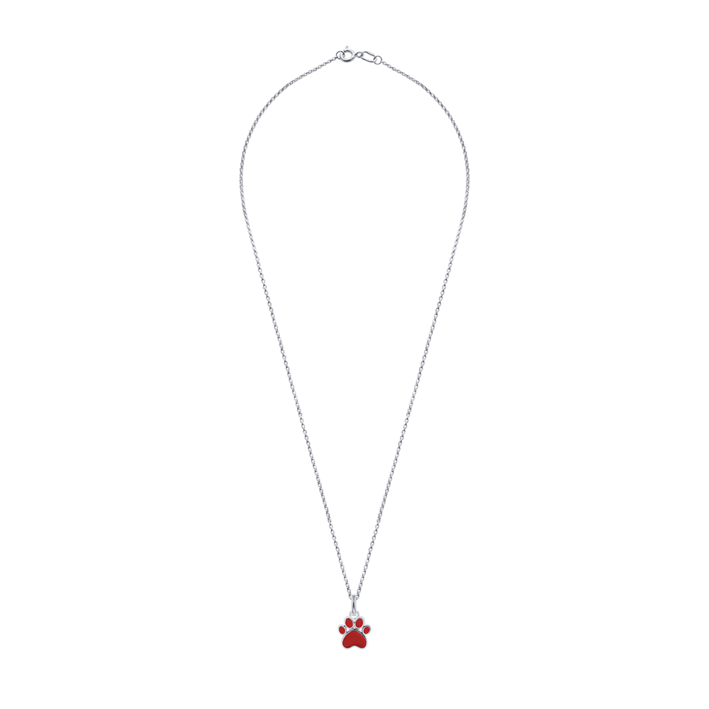 Кулон Лапка с красной эмалью из серебра для девочки Арт. 5594uuk2-1