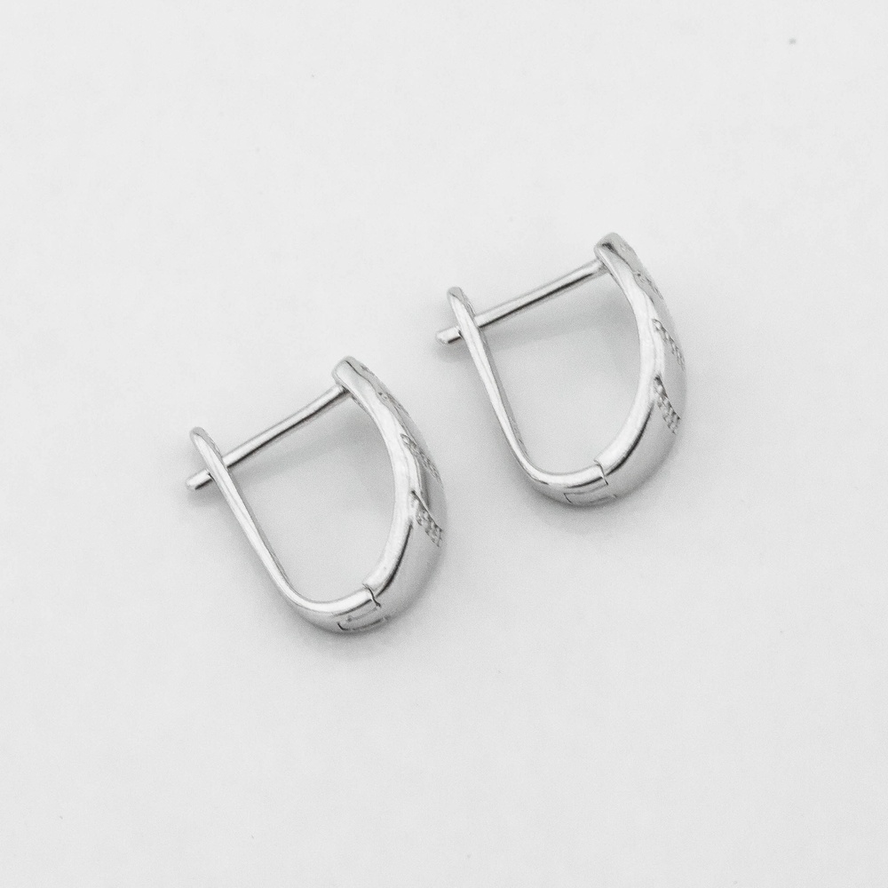 Срібні сережки маленькі класичні з білими фіанітами c121579, Білий