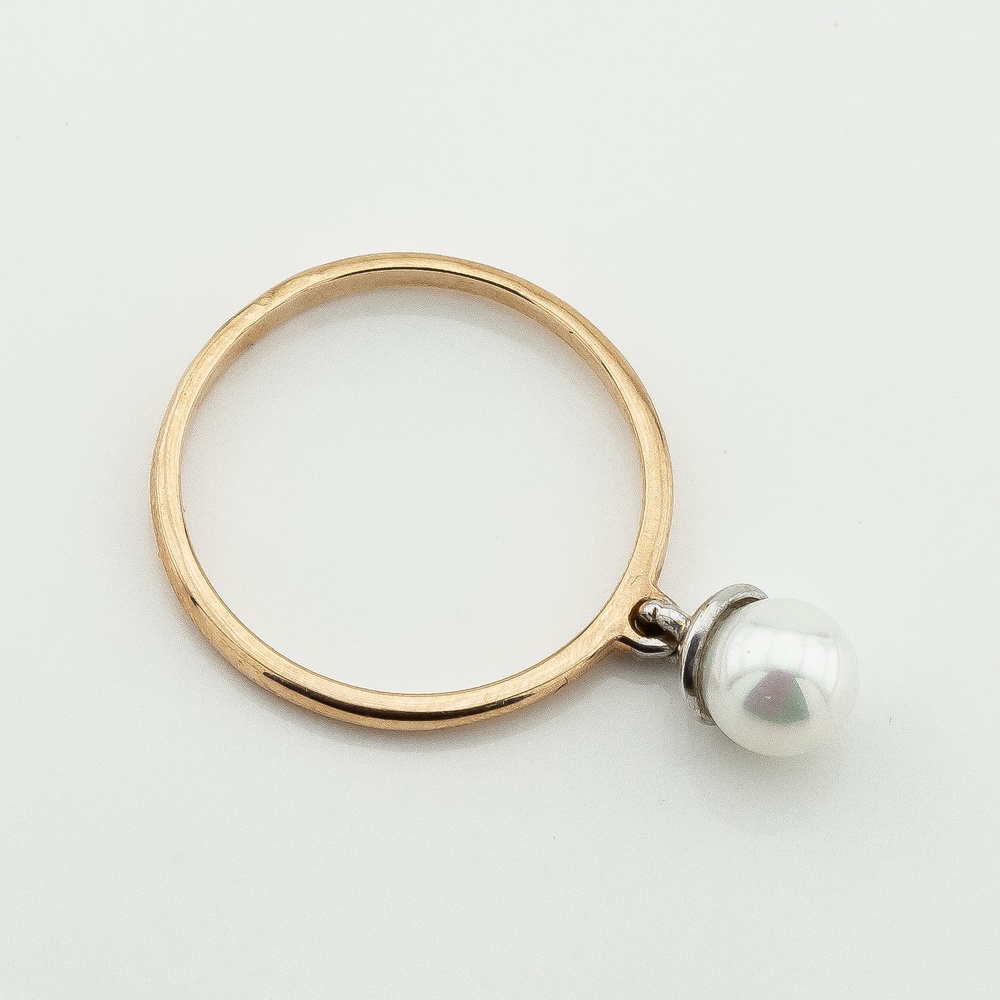 Золотое кольцо с жемчужиной 11419-1, 17,5 размер