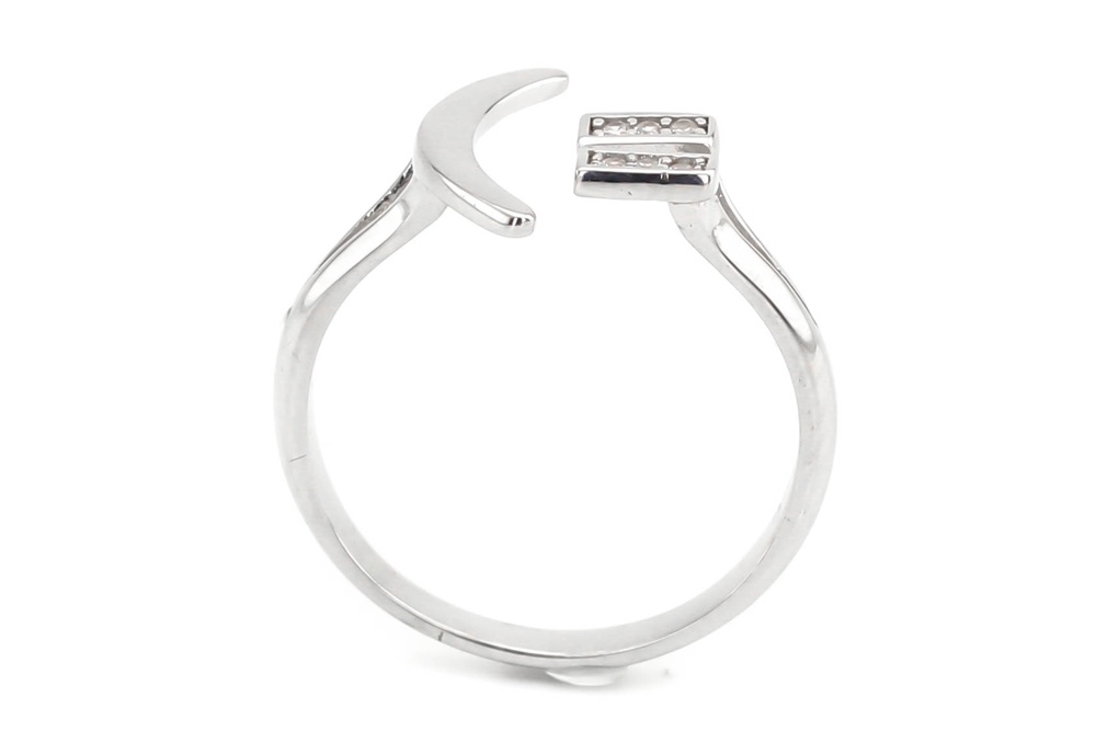 Серебряное кольцо "Смайлик =)" с белыми фианитами СК11156, 17,5 размер, 17-5, Белый